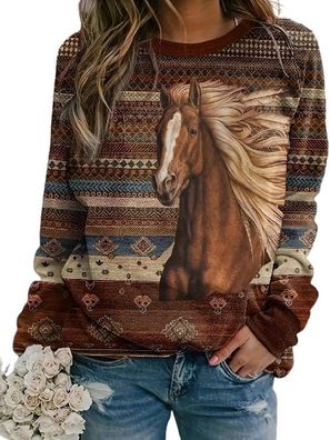 Sweatshirt Pferde Grafikprint er Hoodies Pullover Jacket