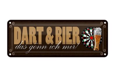 Blechschild Dart & Bier das gönn ich mir, 27 x 10 cm, Hobby Sport Spruch