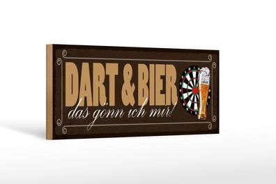 Holzschild Dart & Bier das gönn ich mir, 27 x 10 cm, Hobby Sport Spruch