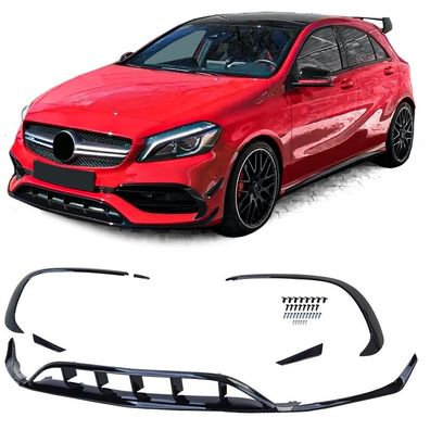 Front Stoßstange Spoiler Aero-Kit Flaps Splitter für Mercedes A W176 15-18