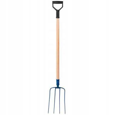 KADAX Heugabel aus Stahl, Gabel mit langem Stiel aus Holz, 4 Zinken