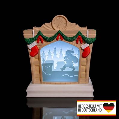 Diorama Tischlampe Weihnachtsmann Kamin - zauberhafte 3D-Dekoration für dein Zuhause