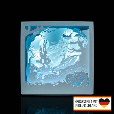 Diorama Tischlampe Halloween Schloss - Mystische 3D-Druck-Deko mit Beleuchtung