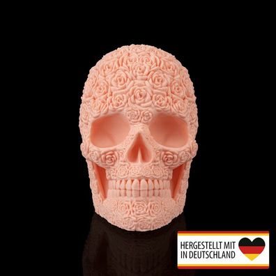 Totenkopf Figur Deko mit Rosen - Mystisches Kunstwerk für Dein Zuhause