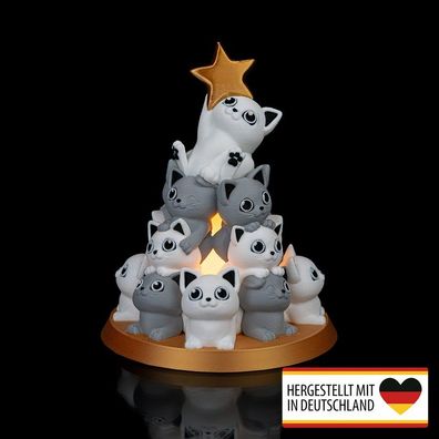 Tischlampe Weihnachten Katzen Weihnachtsbaum - Stimmungsvolle LED Teelicht Lichtquell