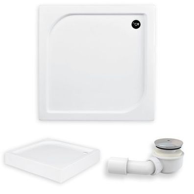 Duschwanne Quadratisch Acryl OSKAR 70x70x5,5x16 Weiß | Ablaufgarnitur & Füße im SET!