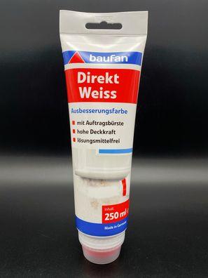 Baufan Direkt Weiss Ausbesserungsfarbe 250ml Tube Wandfarbe Dispersions Farbe