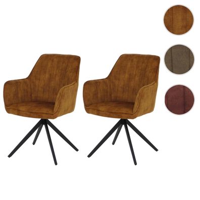 2er-Set Esszimmerstuhl HWC-L79, Küchenstuhl Stuhl, drehbar Auto-Return Samt 440g/m²