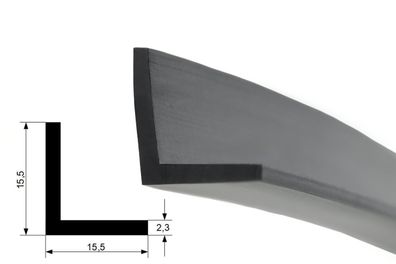 WKP11 Vollgummi EPDM Winkelprofil L - Profil 15,5x15,5x2,3 mm Vollgummi Eckschutz L-F