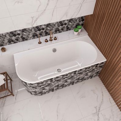 ECOLAM Badewanne 170x75 Eckbadewanne Oceana rechts für Zwei Styropor TOP Qualität