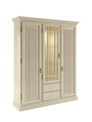 Wohnwand Vitrinen-Schrank B 162 H 198 cm 3 Türen 2 Schubladen Duett Pinie lipizano