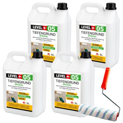 Tiefengrund LF 20L Spezial mit Kaliwasserglas Innen Außen + Farbroller 25cm L+05