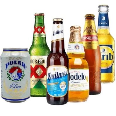 Lateinamerika Bier Probierpaket, 6 x 0,33 L Importbiere aus Mexiko