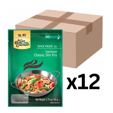 12er-Pack Asian Home Gourmet Szechuan Classic Würzpaste Wokgericht 50g