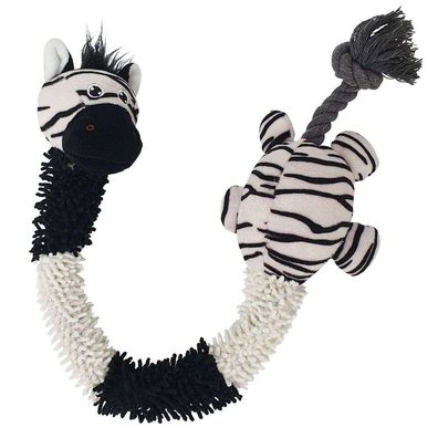 Hunde Spielzeug Plüsch Zebra mit Seil und Quietscher ca. 60 cm lang