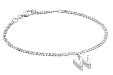 trendor Schmuck Mädchen-Armband mit Buchstabe W 925 Silber Rhodiniert 21590-W