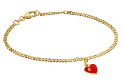 trendor Schmuck Mädchen-Armband mit Herz-Anhänger 925 Silber Vergoldet 21620