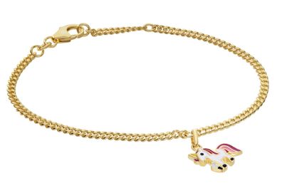 trendor Schmuck Mädchen-Armband mit Einhorn-Anhänger 925 Silber Vergoldet 21624
