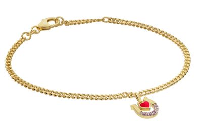 trendor Schmuck Kinder-Armband mit Hufeisen/Herz 925 Silber vergoldet 21625