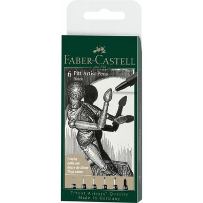 Faber Castell - 6 pitt Artist Pen, Pinsel - Schwarz (167154)