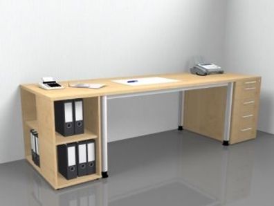 Schreibtisch mit 2 Anstellcontainern Schreibtischkombination vh-büromöbel
