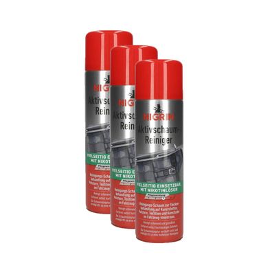 3x Nigrin Aktiv Schaum Reiniger 500ml Polster Teppich Auto Pflege Textilien