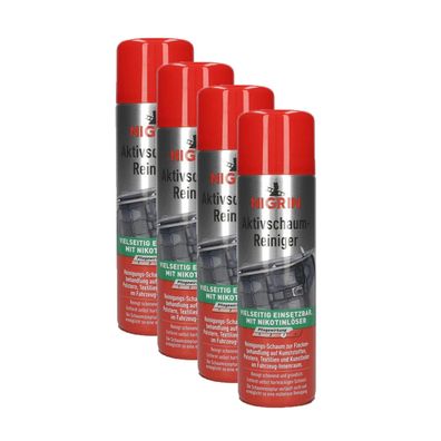 4x Nigrin Aktiv Schaum Reiniger 500ml Polster Teppich Auto Pflege Textilien