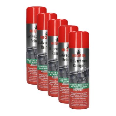 5x Nigrin Aktiv Schaum Reiniger 500ml Polster Teppich Auto Pflege Textilien