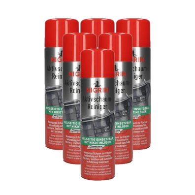 6x Nigrin Aktiv Schaum Reiniger 500ml Polster Teppich Auto Pflege Textilien