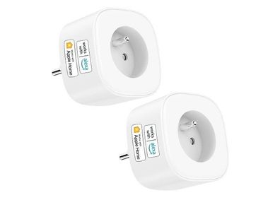 Meross Connected Socket (Typ E), Set mit 2 WLAN-Steckdosen, kompatibel mit Apple