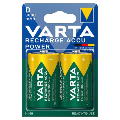 Varta Akku Mono D HR20 1,2V 3000mAh Rechargeable Accu Typ 56720 2er Blister