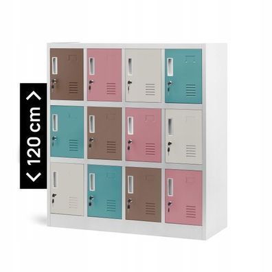 Schließfachschrank Werfachschrank Umkleideschrank 12 Fächern Metall 120x110x45 cm