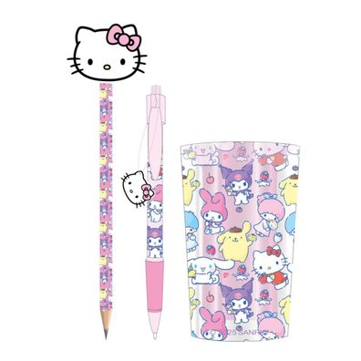 Sanrio Hello Kitty Schreibwaren Set Kinder mit Stift Becher und Bleistift