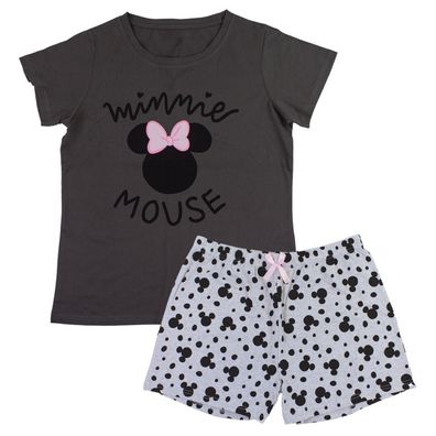Disney Minnie Mouse Damen Pyjama Set aus Baumwolle – Kurzarm Shirt & Shorts