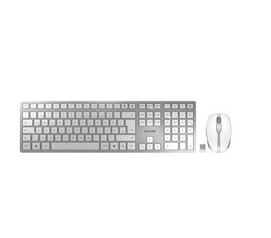 CHERRY DW 9100 SLIM Tastatur mit Maus Set kabellos silber/weiß