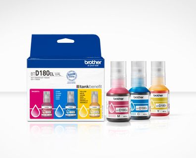 Brother Tintenflaschen BTD-180CLVAL Multipack (je 1x BK/M/C/Y)