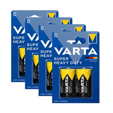 4x Varta Super Life Mono C Baby R14 LR14 1,5V Zink Kohle Batterien Typ 2014