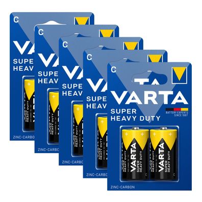 5x Varta Super Life Mono C Baby R14 LR14 1,5V Zink Kohle Batterien Typ 2014