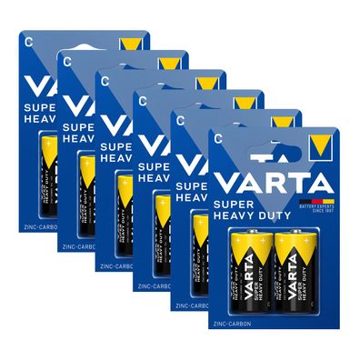 6x Varta Super Life Mono C Baby R14 LR14 1,5V Zink Kohle Batterien Typ 2014