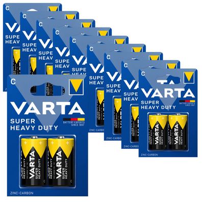 10x Varta Super Life Mono C Baby R14 LR14 1,5V Zink Kohle Batterien Typ 2014