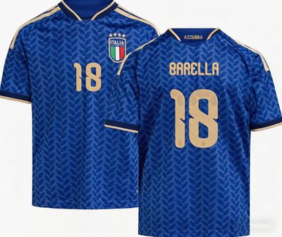Italien Fußball Trikot WM 2026 Heimtrikot Barella 18 Kinder