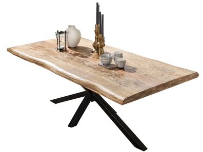 TABLES&Co Tisch 160x90 Mangoholz Natur Metallgestell Schwarz