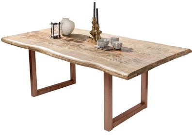 TABLES&Co Tisch 220x100 Mangoholz Natur Metall Braun