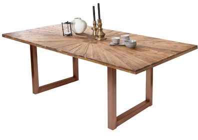 TABLES&Co Tisch 180x100 Recyceltes Teak Natur Metall Braun
