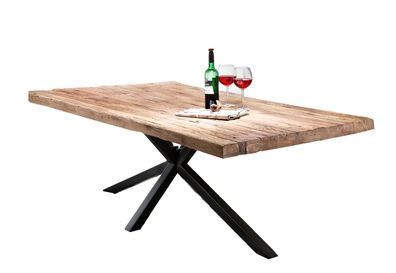 TABLES&Co Tisch 180x100 Teak Natur Metall Schwarz