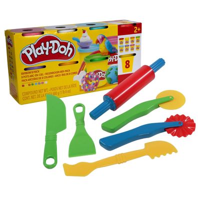 26,46 EUR/kg Play-Doh Regenbogen Knete 8er Pack mit 6tlg. GOWI Knetwerkzeug Set