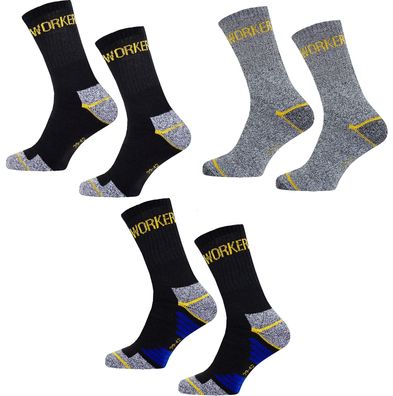 5 Paar Arbeitssocken Herren Schwarz Baumwolle Worker Socken Gr. 39-42 43-46 47-50