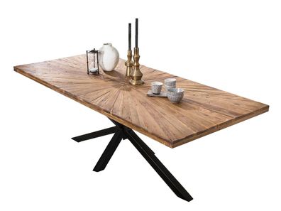 TABLES&CO Tisch 160x90 Teak Natur Metall Schwarz