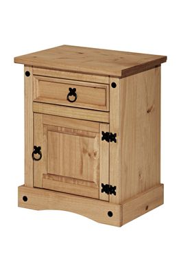 Nachtkommode 53 x 38 x 67 cm aus massivem Kiefernholz mit Schublade 1 türig