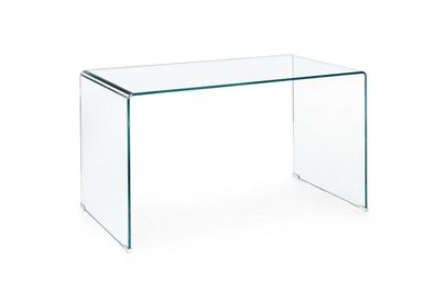 Schreibtisch Iride 126x70x74cm Beine und Platte aus gehärtetem Glas Transparent